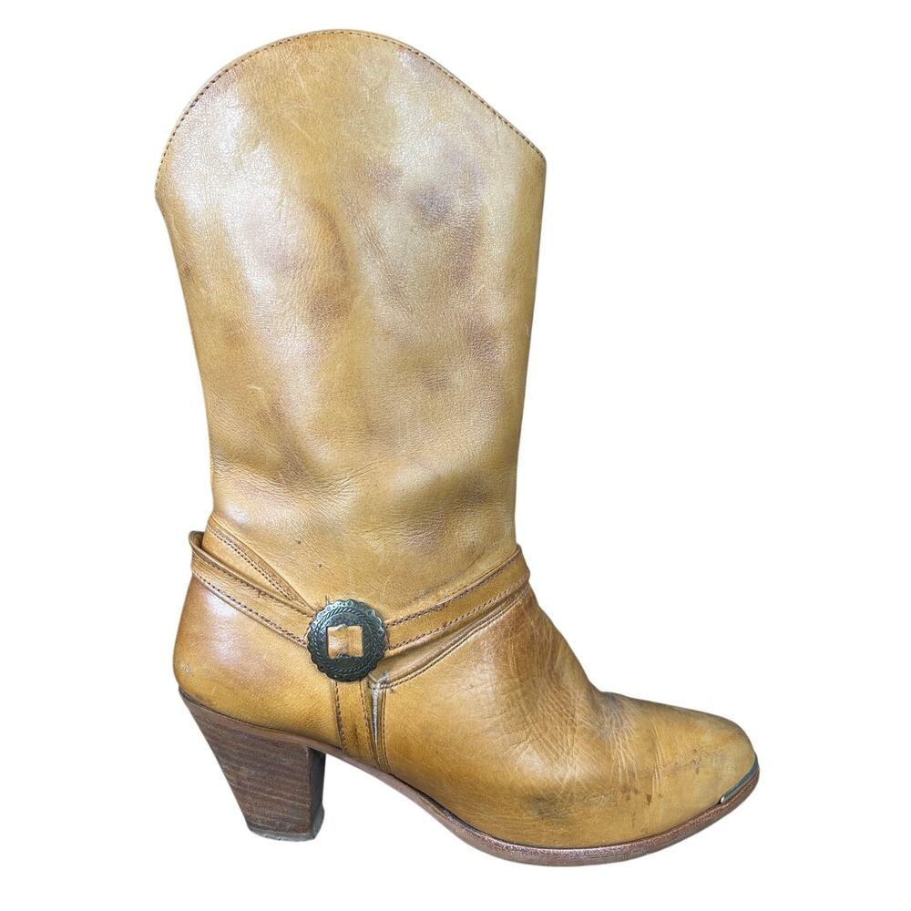 Vintage Acme Women’s Tan Leather Western Cowgirl Boot Size US 6.5